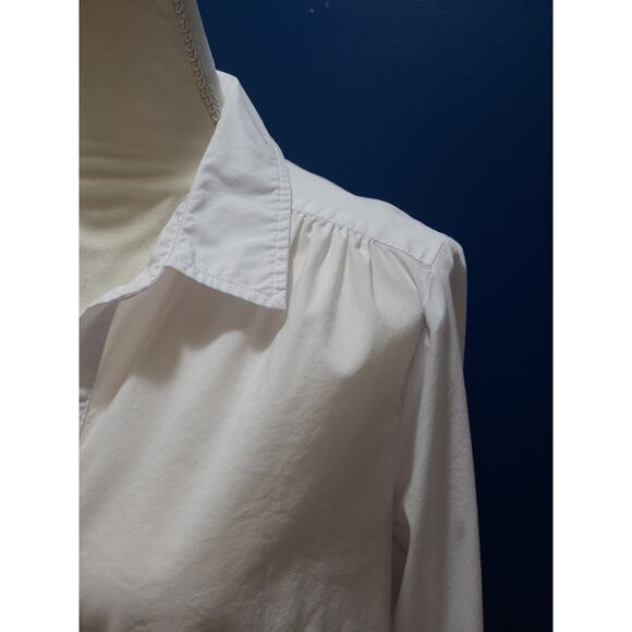 Zac & Rachel White Cotton Button Up Shirt Top Collar Gathered Back Large - Picture 7 of 11
